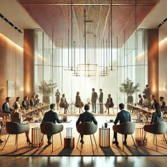 DALL·E 2024-12-31 13.15.47 - A modern and elegant depiction of a professional gathering representing 'Association Members.' The setting features a sophisticated conference room wi